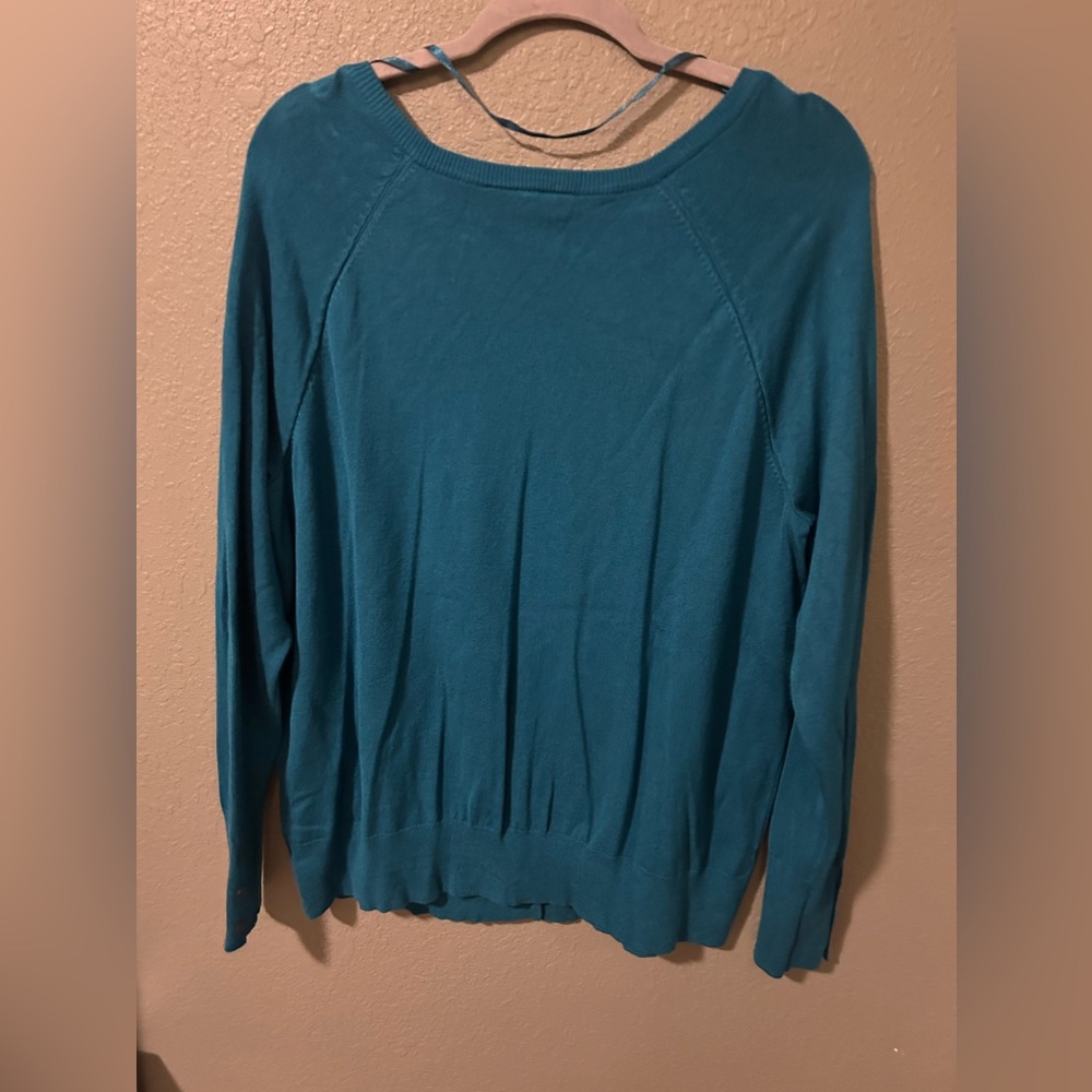 Lane Bryant Teal Button-Up Cardigan - Picture 5 of 6